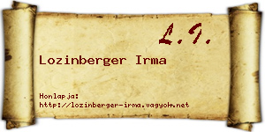 Lozinberger Irma névjegykártya